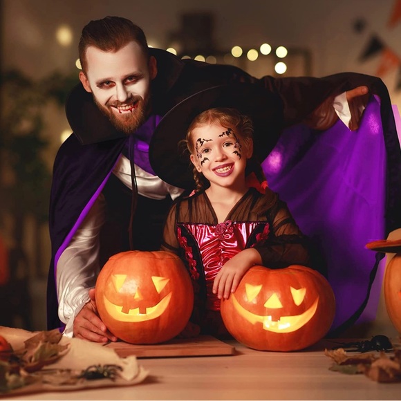 Vampire Cape 55In Costume Adult Collar Halloween Raven Cosplay, Dracula Purple - Picture 7 of 10